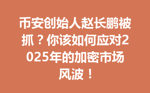 币安创始人赵长鹏被抓？你该如何应对2025年的加密市场风波！