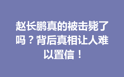 赵长鹏真的被击毙了吗？背后真相让人难以置信！