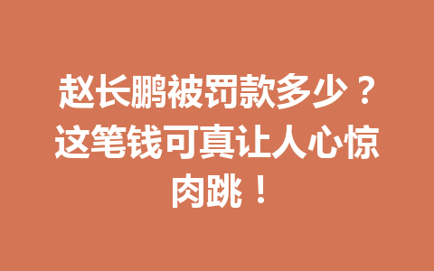赵长鹏被罚款多少?这笔钱可真让人心惊肉跳! 赵长鹏被罚款多少?这笔钱可真让人心惊肉跳!