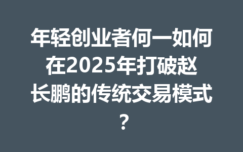 年轻创业者何一如何在2025年打破赵长鹏的传统交易模式？