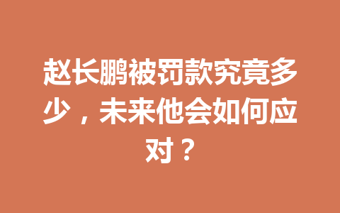 赵长鹏被罚款究竟多少,未来他会如何应对? 赵长鹏被罚款究竟多少,未来他会如何应对?