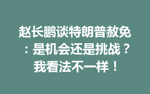 赵长鹏谈特朗普赦免：是机会还是挑战？我看法不一样！